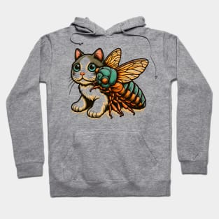 FUNNY CAT AND CICADAS 2024 DESIGN FOR GIRL AND BOY KIDS Hoodie